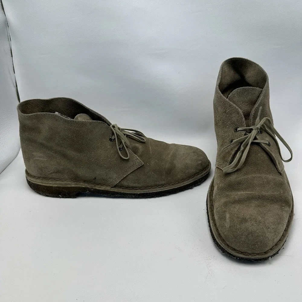 Clarks Originals Desert Chukka Leather Boots Ankle  US 10.5 M Natural Crepe Sole
